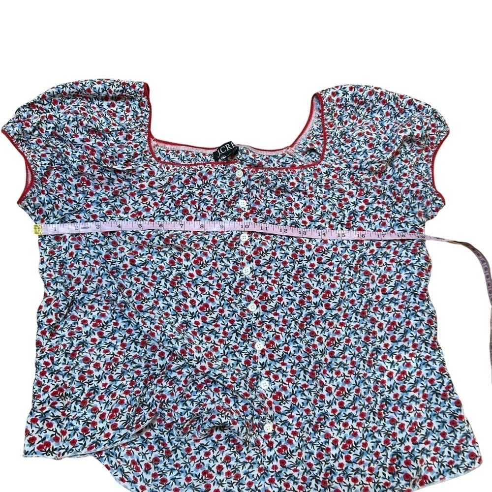 J. Crew Cap-sleeve top poppy crepe de chine size XS peasant square neck CI528 - Picture 10 of 10